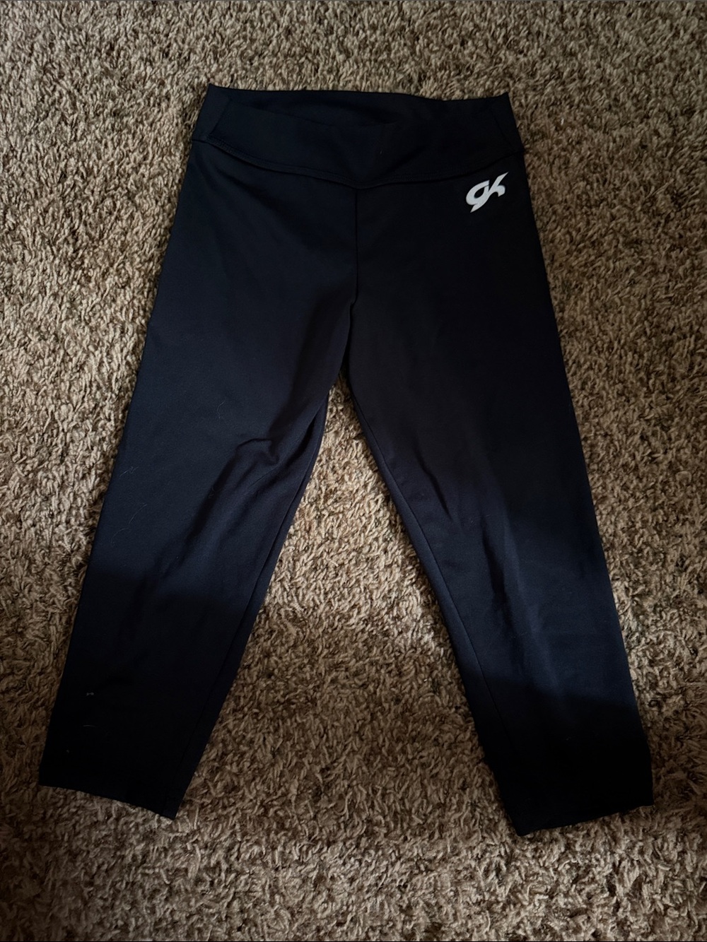 GK Black Capri Leggings with White Logo